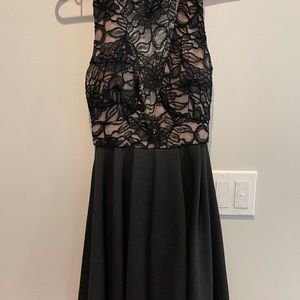 Short Black A-line Dress with Black Lace NWT